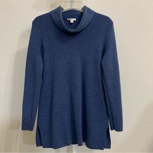 J.Jill‎ Sweater Women's Long Sleeve Turtleneck Tunic Cotton Blend Blue Size XS